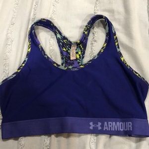 Under Armour blue patterned racer back sports bra